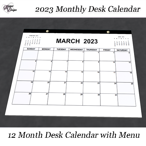 Second Life Marketplace [MD] 2023 Monthly Desk Calendar Boxed